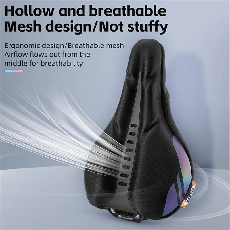 WEST BIKING YP0801177-178 Bike Cycling Saddle Cover Breathable Shock-absorption Memory Foam Bicycle Seat Cushion - Black