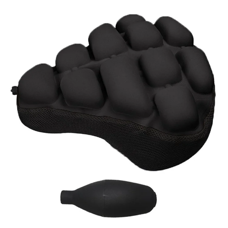 BC-203 1.0 Bicycle Inflatable Airbag Cushion Seat Cover Folding Soft Bike Seat Cover with Pump, Size: M - Black