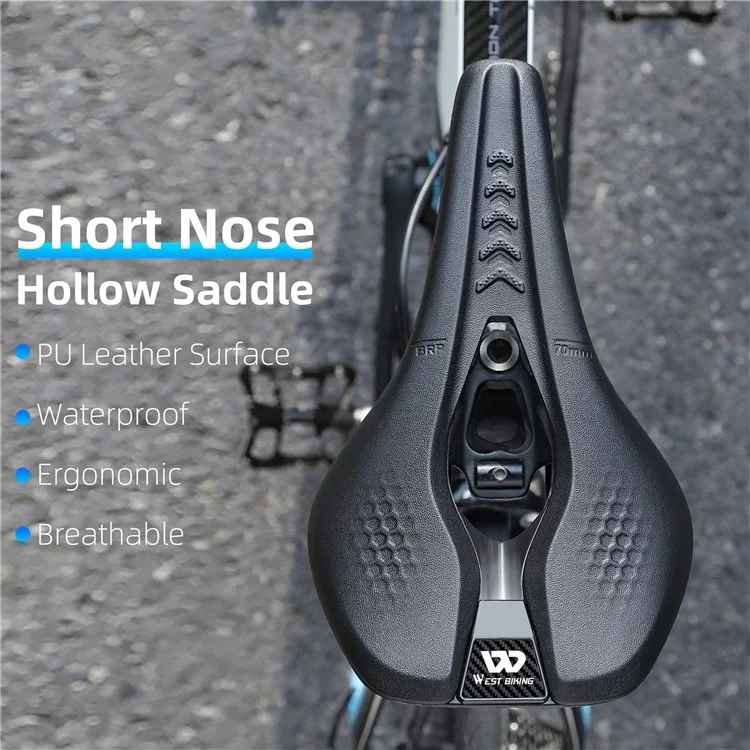 WEST BIKING YP0801188 Selle de vélo de route MTB, centre creux, en cuir de polyuréthane respirant pour vélo