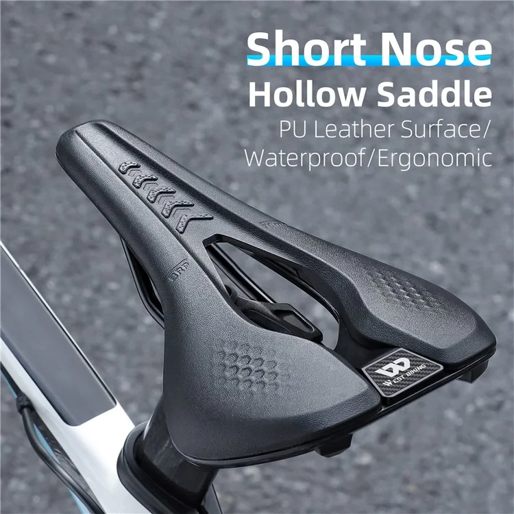 WEST BIKING YP0801188 Selle de vélo de route MTB, centre creux, en cuir de polyuréthane respirant pour vélo
