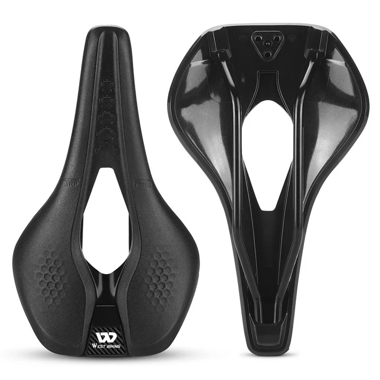 WEST BIKING YP0801188 Selle de vélo de route MTB, centre creux, en cuir de polyuréthane respirant pour vélo