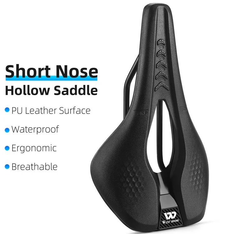 WEST BIKING YP0801188 Selle de vélo de route MTB, centre creux, en cuir de polyuréthane respirant pour vélo