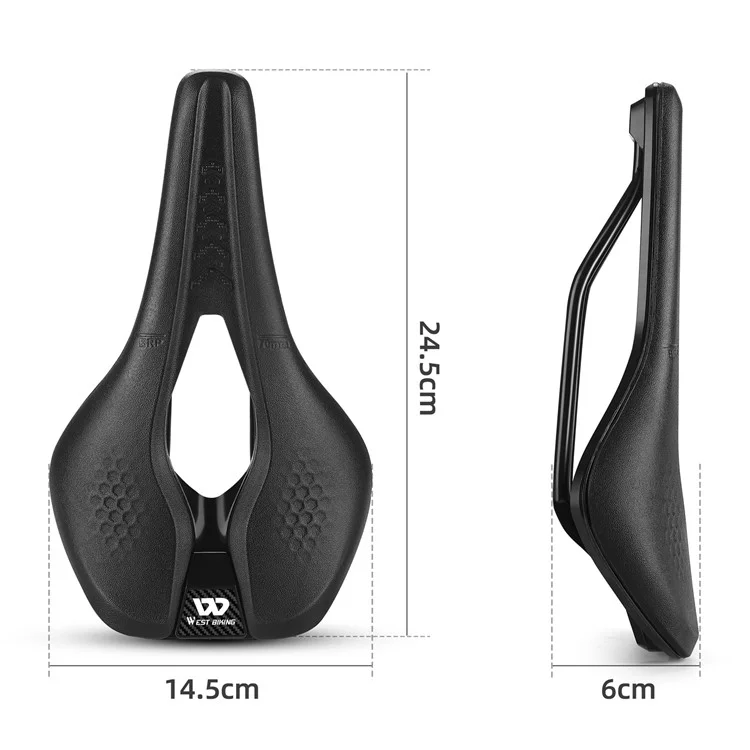 WEST BIKING YP0801188 Selle de vélo de route MTB, centre creux, en cuir de polyuréthane respirant pour vélo