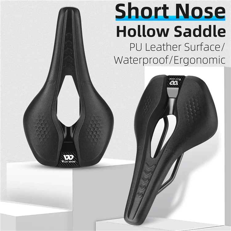 WEST BIKING YP0801188 Selle de vélo de route MTB, centre creux, en cuir de polyuréthane respirant pour vélo