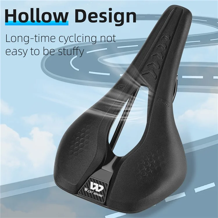 WEST BIKING YP0801188 Selle de vélo de route MTB, centre creux, en cuir de polyuréthane respirant pour vélo