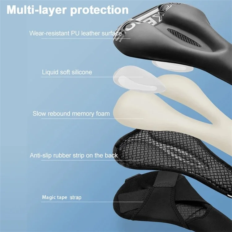 ROCKBROS Cuscinetto da sella per bicicletta Cuscino ammortizzante in silicone per sedile di bicicletta - Stile 38210033001 