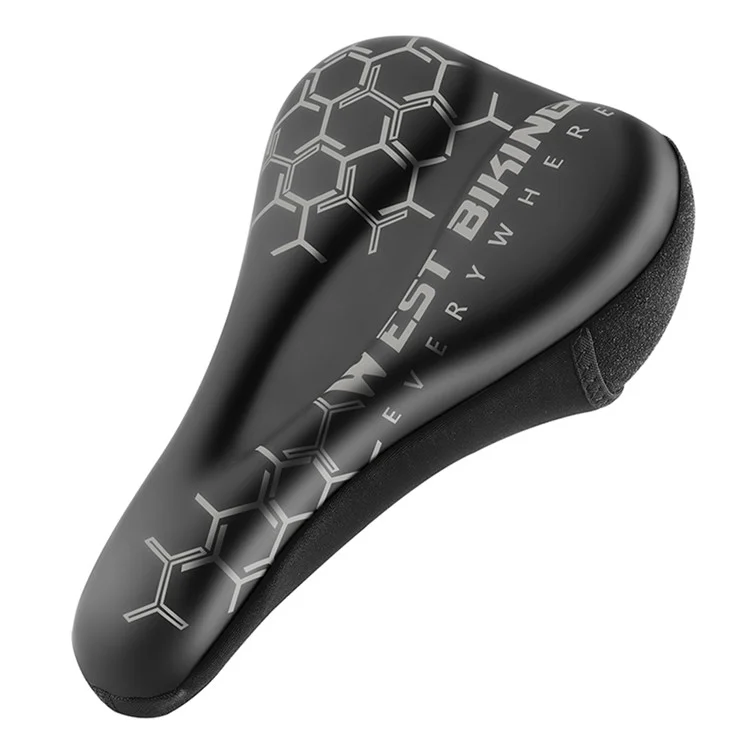 Housse de selle de vélo WEST BIKING en cuir PU + silicone + mousse à mémoire de forme Coussin de selle de vélo épais - Motif géométrique