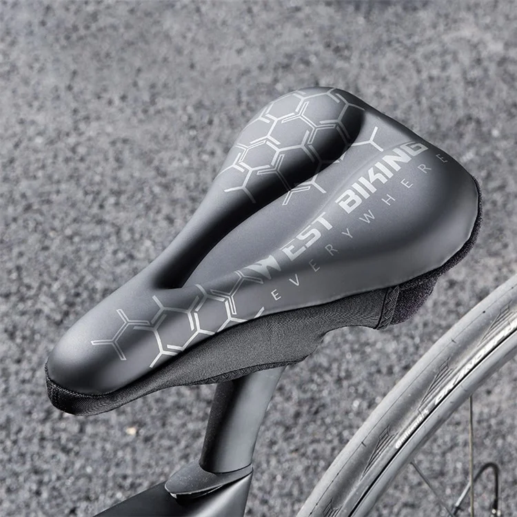 Housse de selle de vélo WEST BIKING en cuir PU + silicone + mousse à mémoire de forme Coussin de selle de vélo épais - Motif géométrique