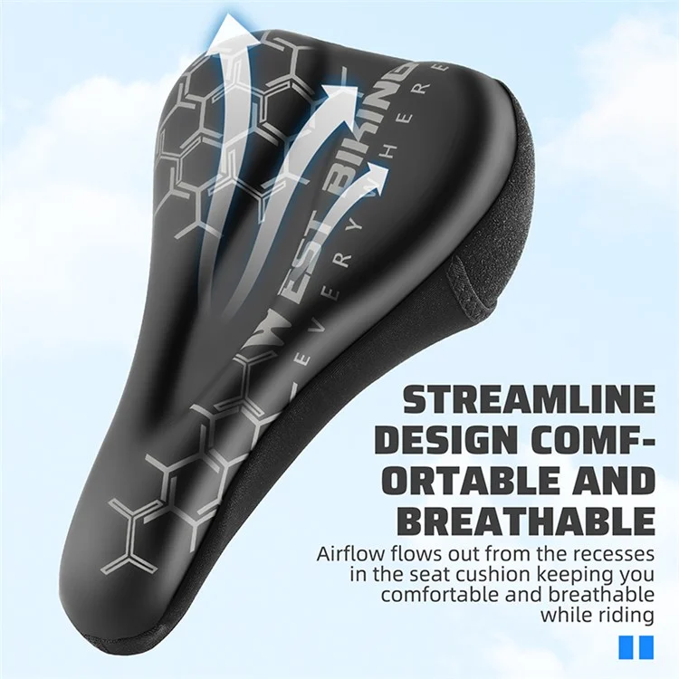 Housse de selle de vélo WEST BIKING en cuir PU + silicone + mousse à mémoire de forme Coussin de selle de vélo épais - Motif géométrique