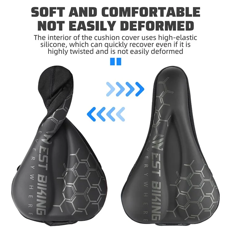 Housse de selle de vélo WEST BIKING en cuir PU + silicone + mousse à mémoire de forme Coussin de selle de vélo épais - Motif géométrique