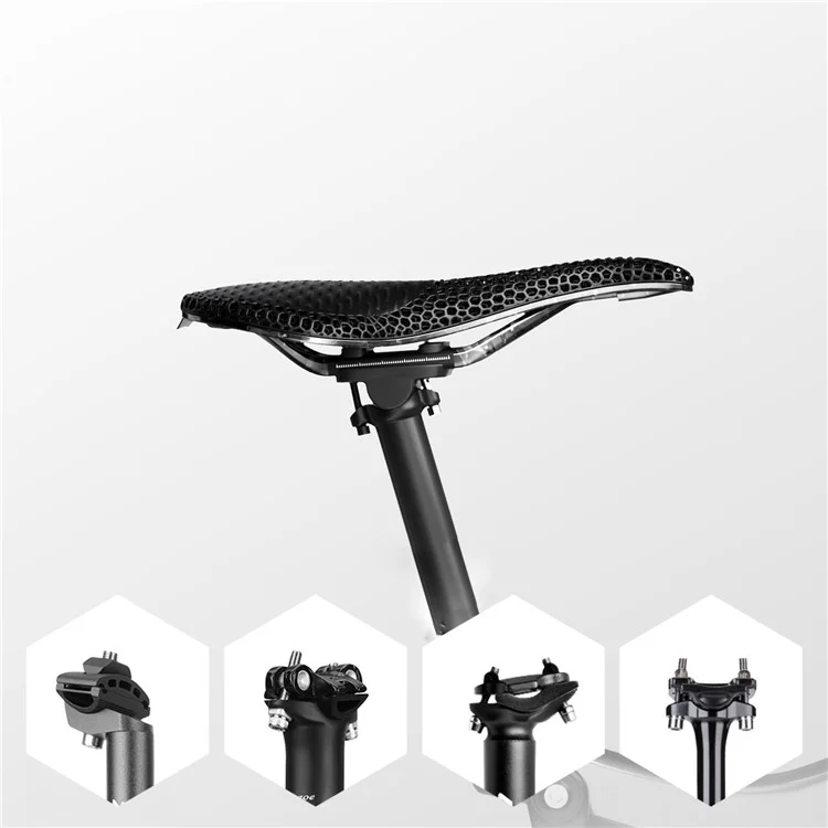 ENLEE E190 3D-Druck-Fahrrad-Fahrradsattel aus Kohlefaser, atmungsaktiv - Schwarz
