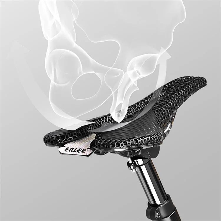 ENLEE E190 3D Printing Bike Cycling Saddle Carbon Fiber Breathable Bicycle Seat - Black