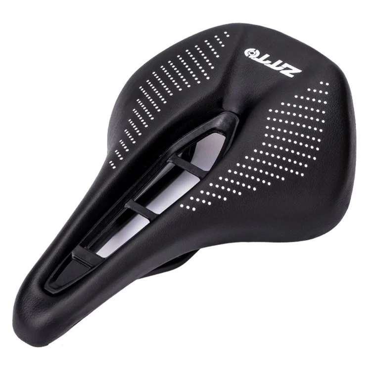 ZTTO 6900 Mountain Road Bike Saddle Cycling Soft Leather Hollow Cushion - Preto+Pontos Brancos
