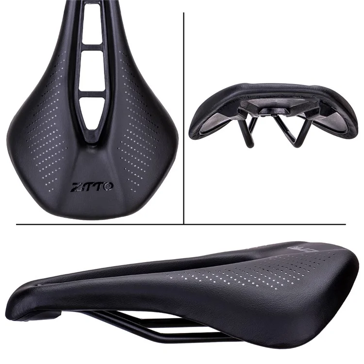 ZTTO 6900 Mountain Road Bike Saddle Cycling Soft Leather Hollow Cushion - Preto+Pontos Brancos