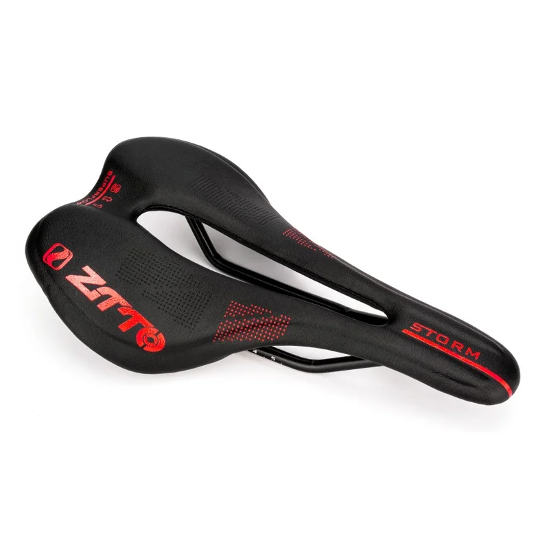 ZTTO ST1 Hollow Seat Cushion Breathable Microfiber Leather Mountain Road Bike Saddle - Black  /  Red