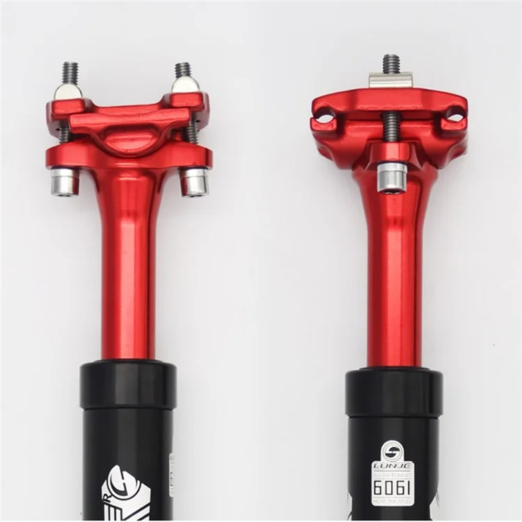 LUNJE XT-P003 Bike Suspension Seatpost Shock Absorber Damping Aluminum Alloy MTB Road Bicycle Seat Post - Vermelho/27,2*400mm