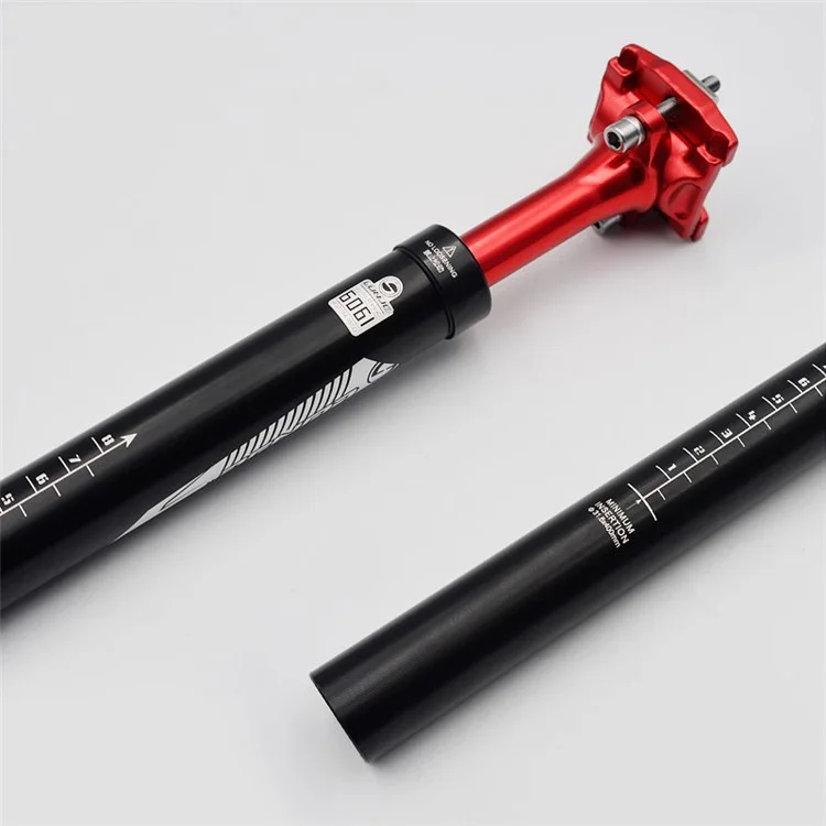 LUNJE XT-P003 Bike Suspension Seatpost Shock Absorber Damping Aluminum Alloy MTB Road Bicycle Seat Post - Vermelho/27,2*400mm