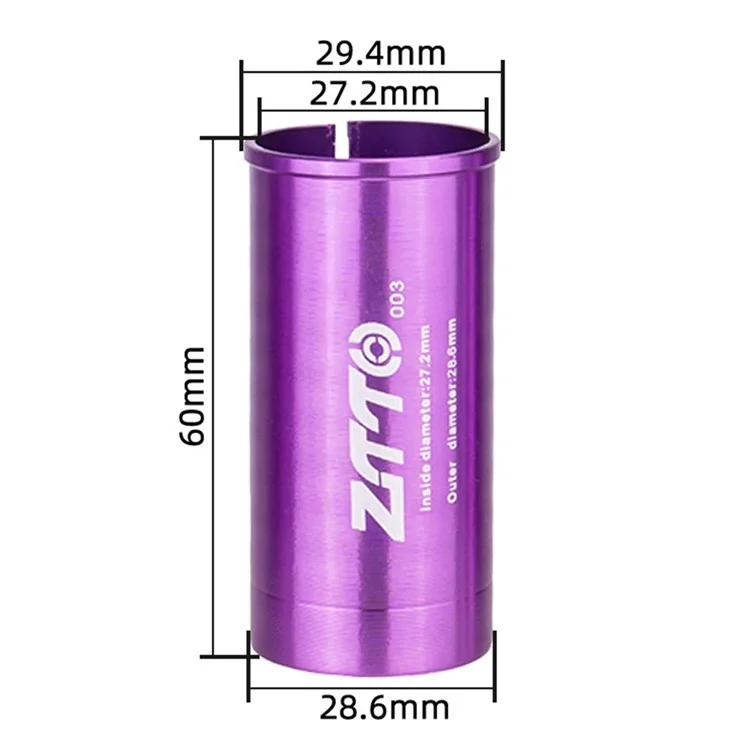 ZTTO Bike Seat Post Adapter Aluminum Bicycle Seat Post Tube Reducing Sleeve Converter - 27.2mm to 28.6mm