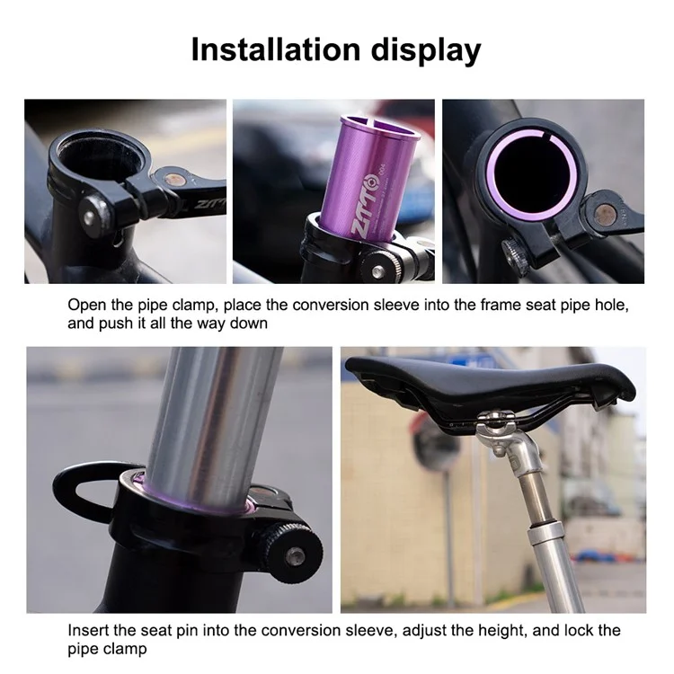 ZTTO Bike Seat Post Adapter Aluminum Bicycle Seat Post Tube Reducing Sleeve Converter - 33.9mm to 34.9mm