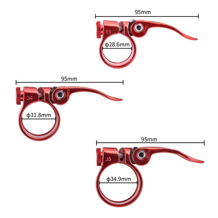 ZTTO JX068 Bike Seat Post Clamp Aluminum Alloy Quick Release Seat Tube Clip - 31.8mm Red