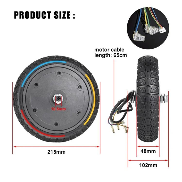 YXM293-2 For Xiaomi Mi Electric Scooter 1S / M365 Pro / M365 Wheel Tire 250W Motor 8.5x2-6.1 inch
