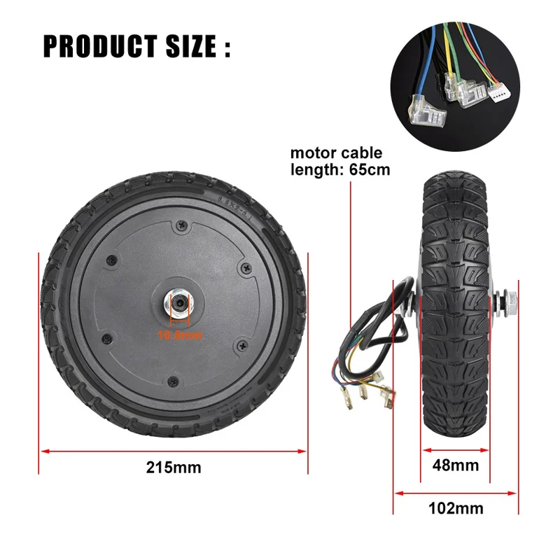 LYXM293-4 For Xiaomi Mi Electric Scooter 1S / M365 Pro / M365 250W Motor E-Scooter Rubber Wheel, 8.5x2-6.1inch - Black