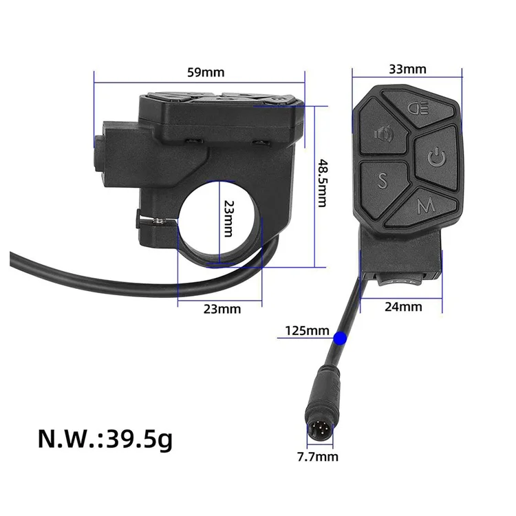 7-in-1 wasserdichter Elektroroller-Schalter für Hupe, Scheinwerfer, Blinkerfunktion, Scooterpart00099-B