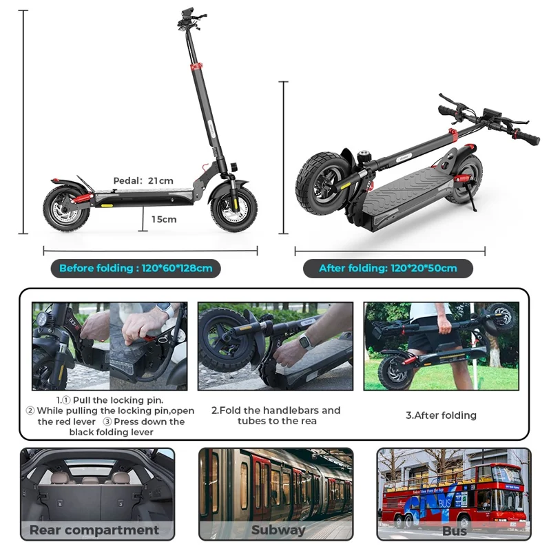 ISCOOTER iX3 10 Inch Tire Off-Road Rear-Drive Electric Scooter with APP, 48V 10Ah Battery - Region A