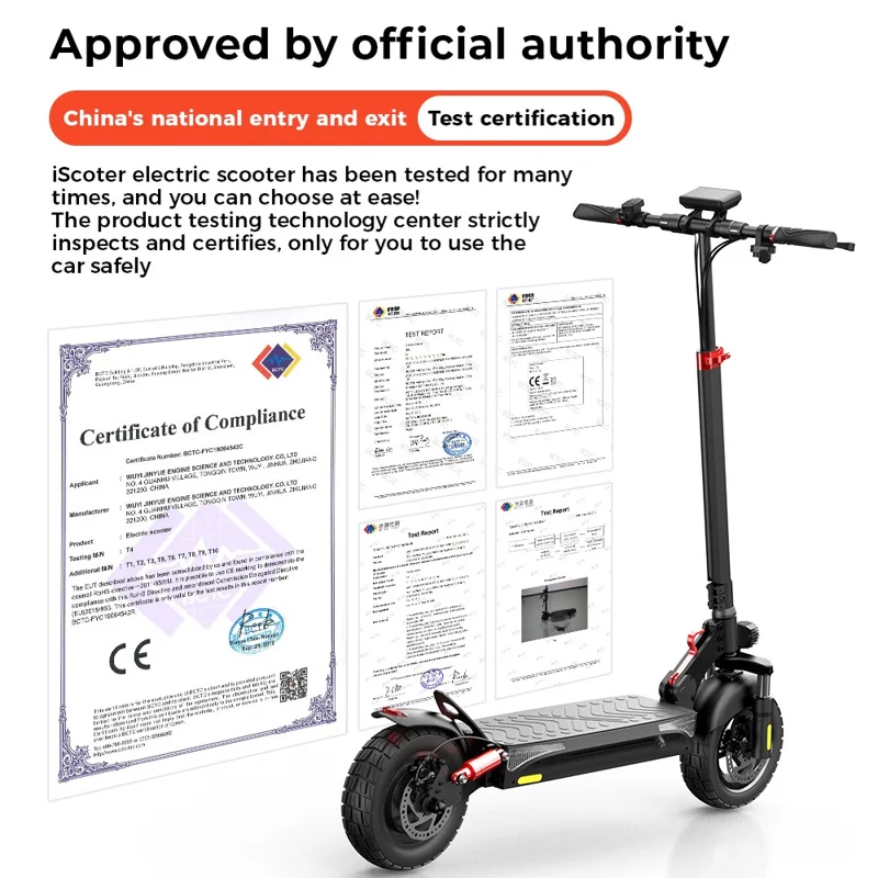 ISCOOTER iX3 10 Inch Tire Off-Road Rear-Drive Electric Scooter with APP, 48V 10Ah Battery - Region A