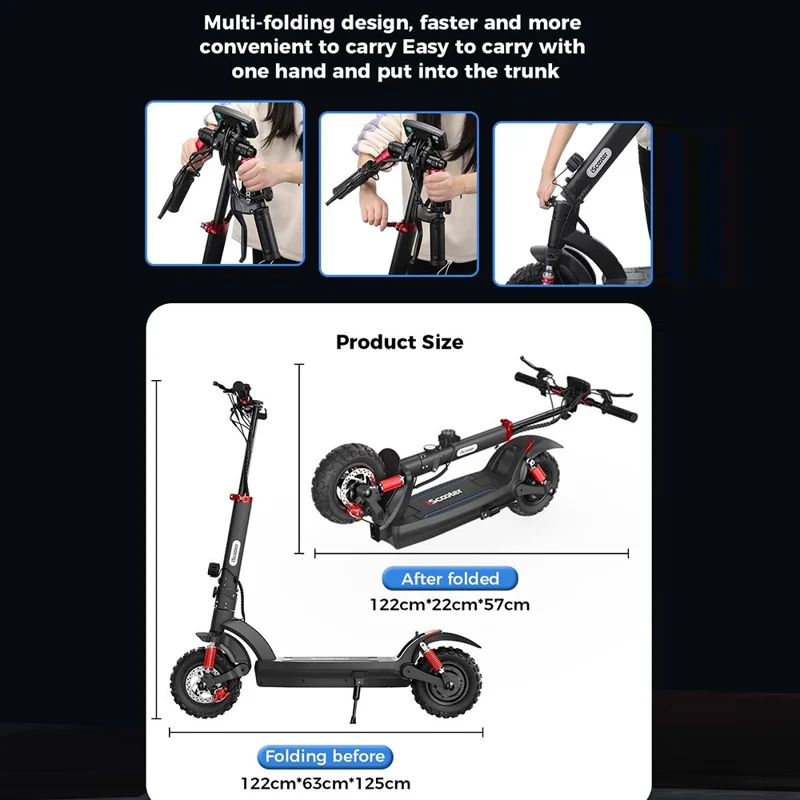 ISCOOTER iX6 11 Inch Tire Off-Road Electric Scooter with NFC 48V 17.5Ah Foldable E-Scooter - Region A