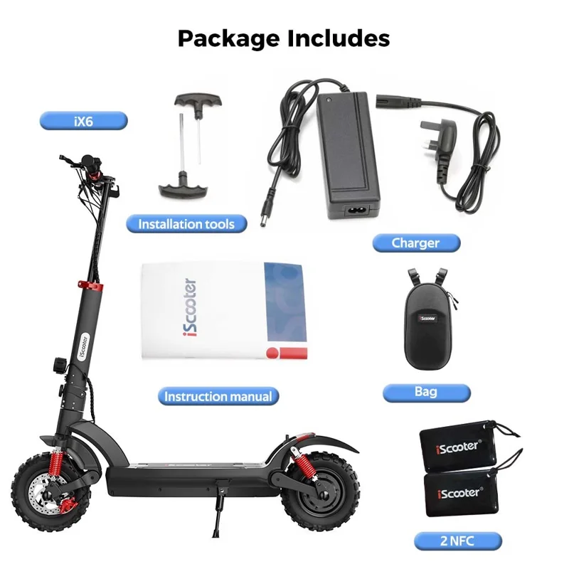 ISCOOTER iX6 11 Inch Tire Off-Road Electric Scooter with NFC 48V 17.5Ah Foldable E-Scooter - Region A