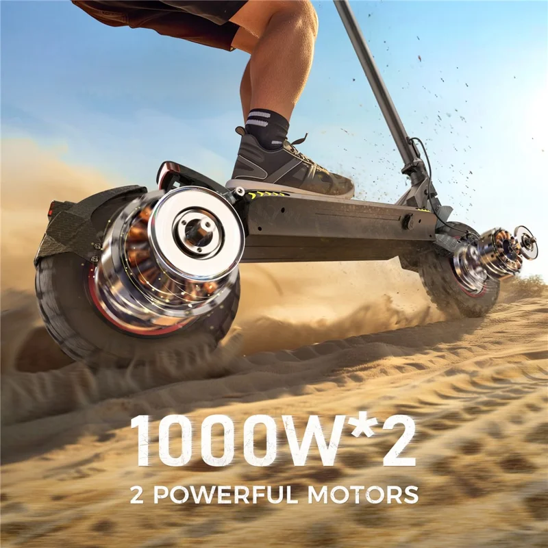 ISCOOTER iX7 Pro Dual Drive 1000W Geländeroller mit 10-Zoll-Reifen, Elektroroller mit 48V 17,5Ah Akku, App-Unterstützung - Region A