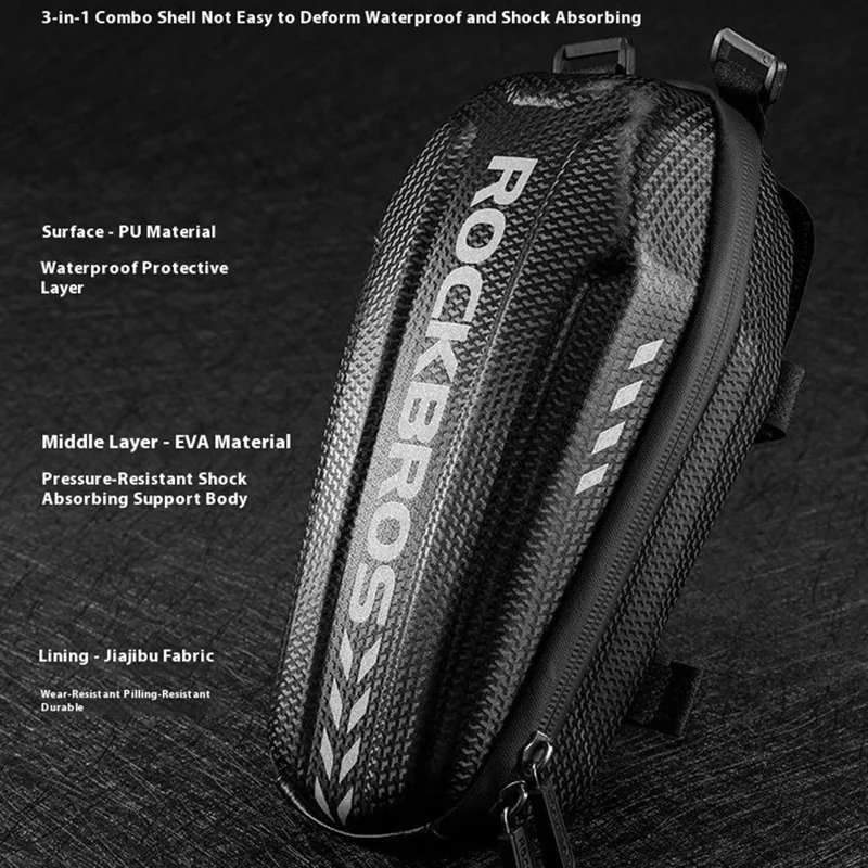 ROCKBROS Sacoche de guidon étanche 2L en EVA pour trottinette électrique ou vélo pliant avec coque rigide