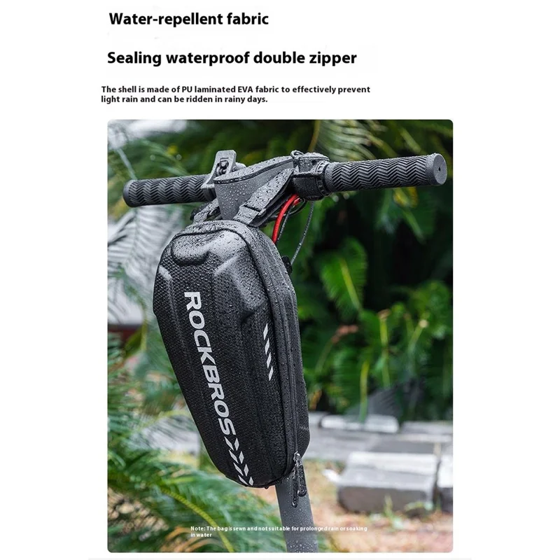 ROCKBROS Sacoche de guidon étanche 2L en EVA pour trottinette électrique ou vélo pliant avec coque rigide
