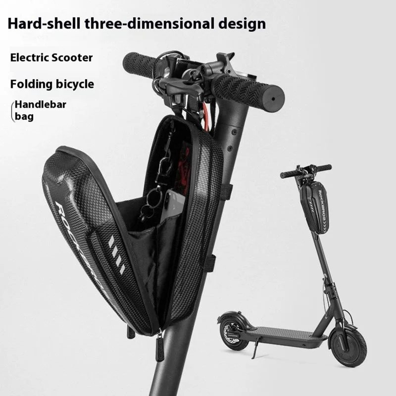 ROCKBROS Bolsa de Manillar Rígida de 3 L Impermeable de Cuero PU para Patinete Eléctrico y Bicicleta de Montaña y Carretera