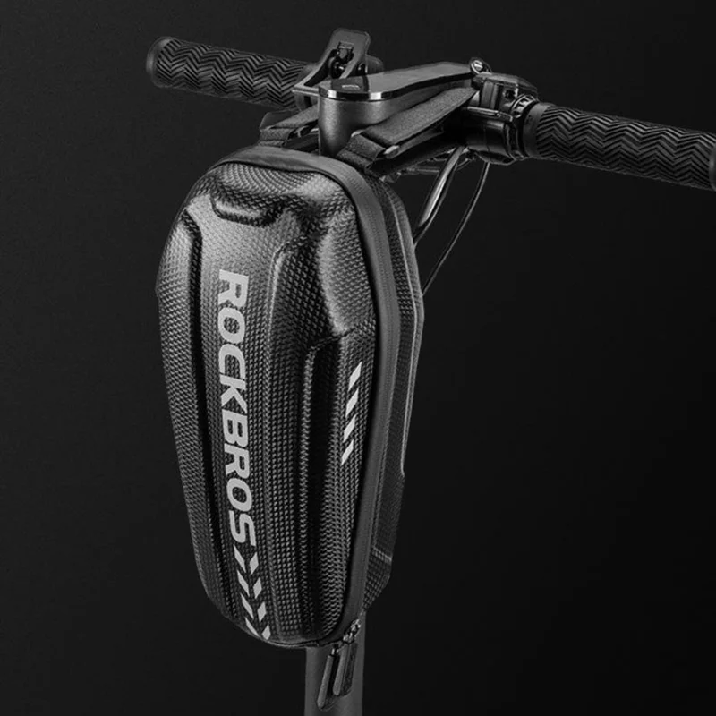 ROCKBROS Bolsa de Manillar Rígida de 3 L Impermeable de Cuero PU para Patinete Eléctrico y Bicicleta de Montaña y Carretera