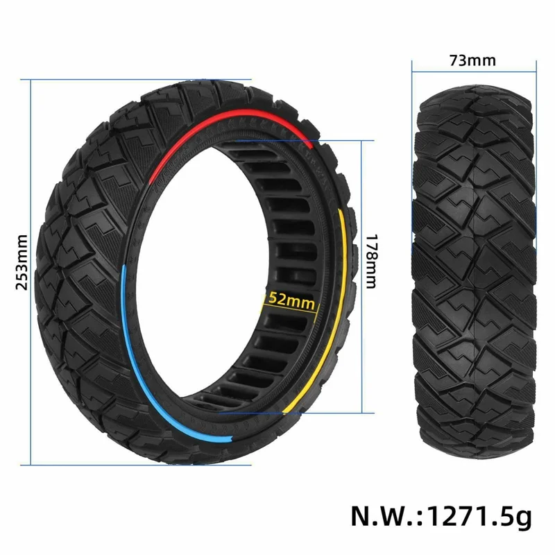 ULIP For Ninebot Mini PRO 2 Electric Scooter 10 Inch 70 / 75-6.5 Solid Tire Puncture Proof Replacement Wheel, 3-Color