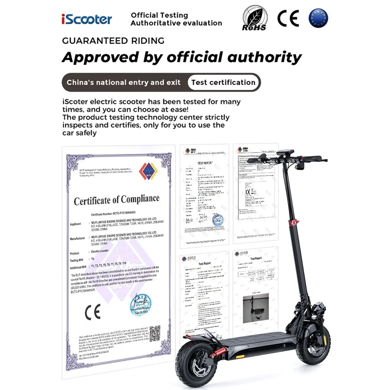 Elektryczny hulajnoga ISCOOTER iX4 48 V 15 Ah, 10-calowa opona, terenowa hulajnoga z aplikacją (wtyk UE) - strefa A