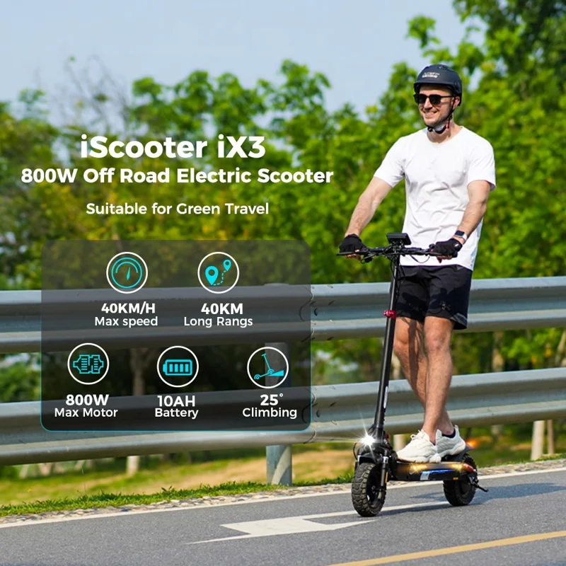 ISCOOTER iX3 48V 10Ah Electric Scooter 10 Inch Off-Road Scooter with APP (EU Plug) - Area A