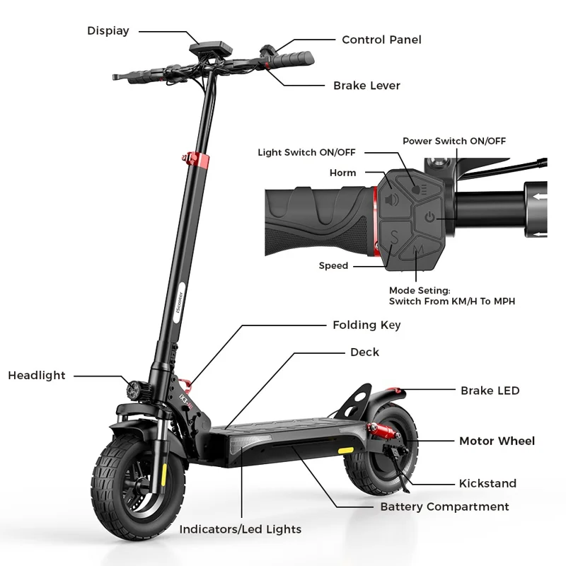 ISCOOTER iX3 48V 10Ah Electric Scooter 10 Inch Off-Road Scooter with APP (EU Plug) - Area A