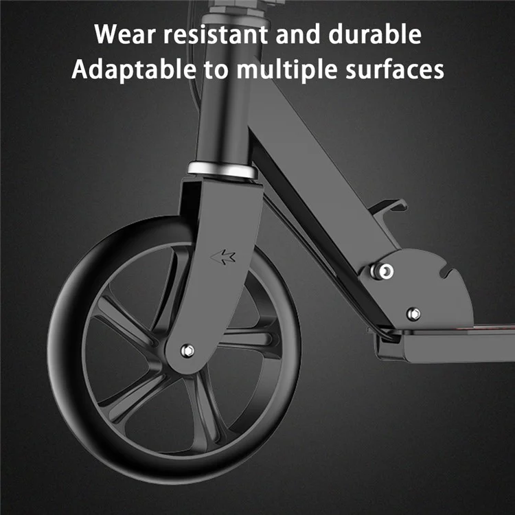 999 Foldable Iron Scooter with Thickened Wheels and Dual Brakes for Adult Teenager - Black