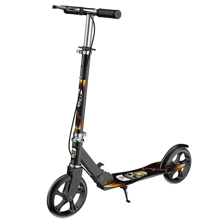 883 Safe Braking 8-Inch Foldable Iron Scooter for Adults (Double Brake Version) - Black