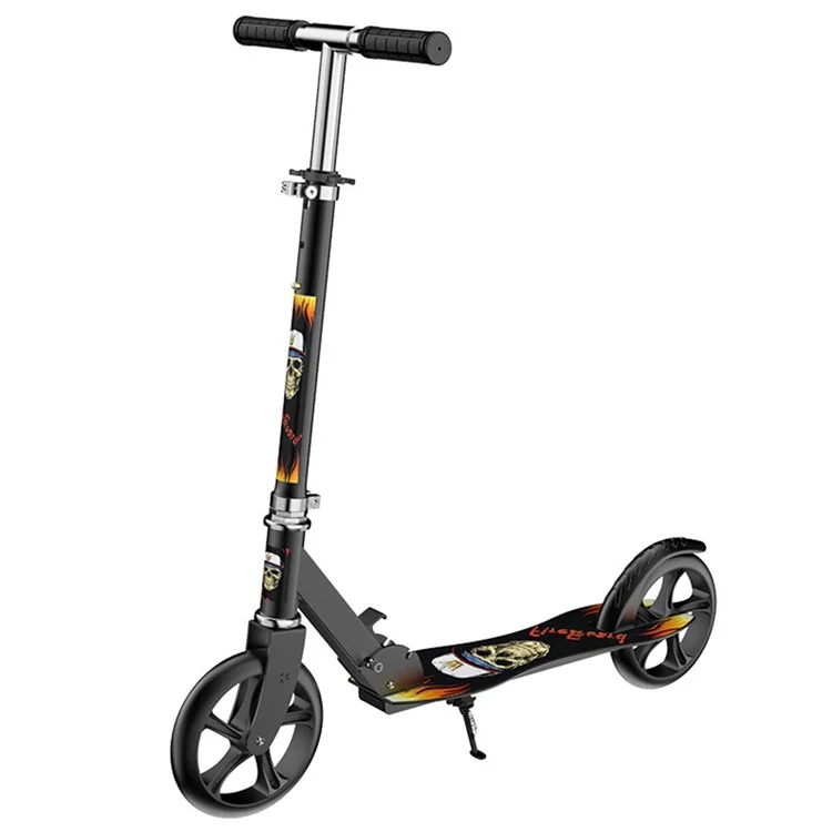 883 Adults 8-Inch Foldable Iron Scooter Light Up Wheels (Single Brake Version) - Black