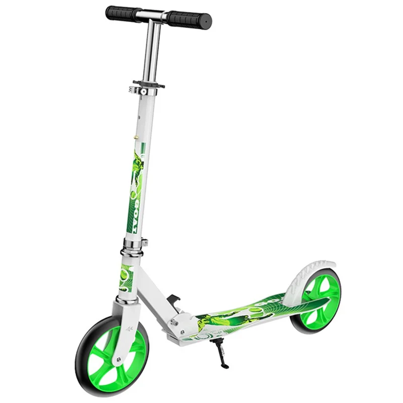 883 Adults 8-Inch Foldable Iron Scooter Light Up Wheels (Single Brake Version) - White