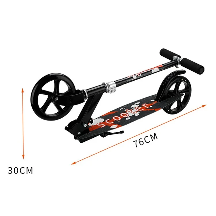 888888 Commuting Foldable Aluminum Alloy Scooter (200 Widened Version) - Black