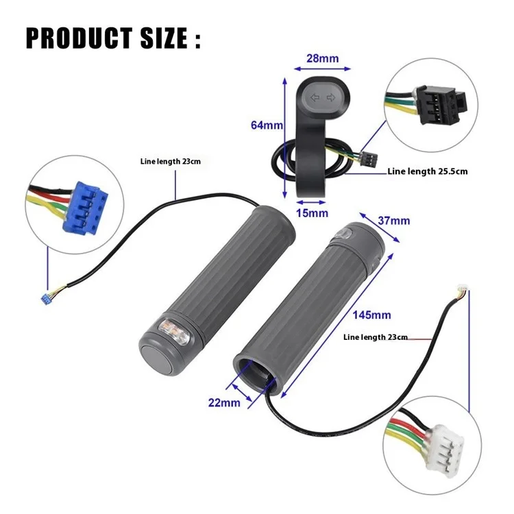 LYP4056 Par de Puños de Manillar para Patinete Eléctrico Xiaomi 4 Pro Plus / 4 Pro Max con Señal de Giro