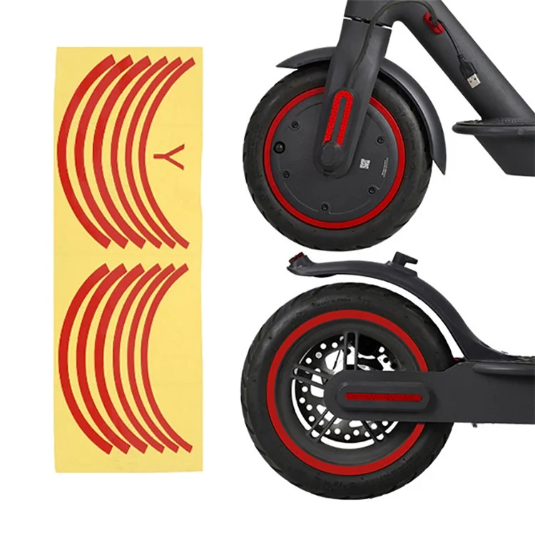 Electric Scooter Wheel Hubs Protective Reflective Sticker for Xiaomi Mijia M365/M365 Pro - Red