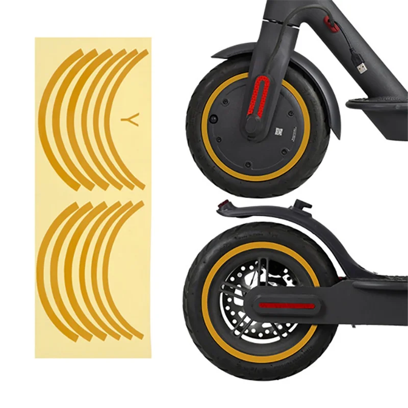 Electric Scooter Wheel Hubs Protective Reflective Sticker for Xiaomi Mijia M365/M365 Pro - Yellow