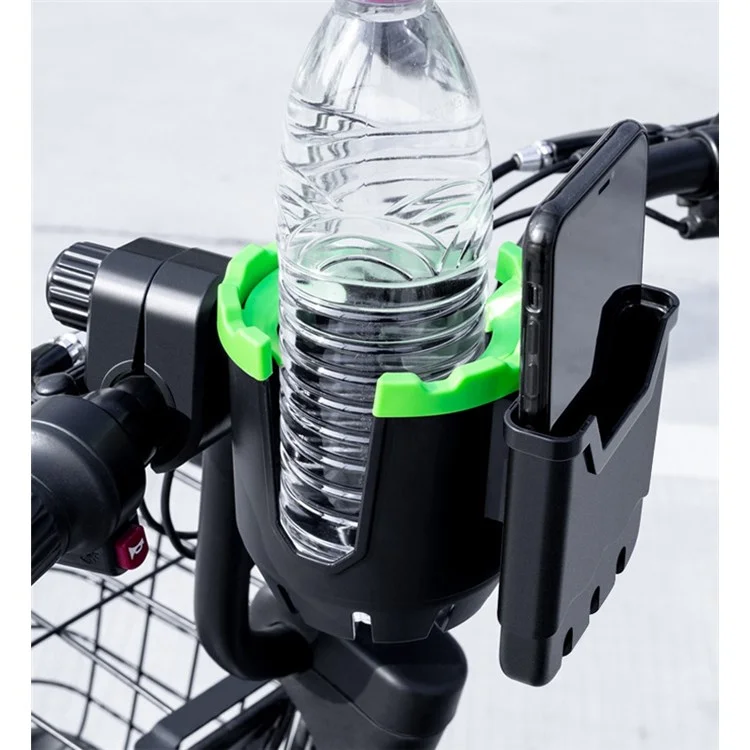 2-en-1 Porte-gobelet pour vélo, support de téléphone portable, organisateur - Tout en noir