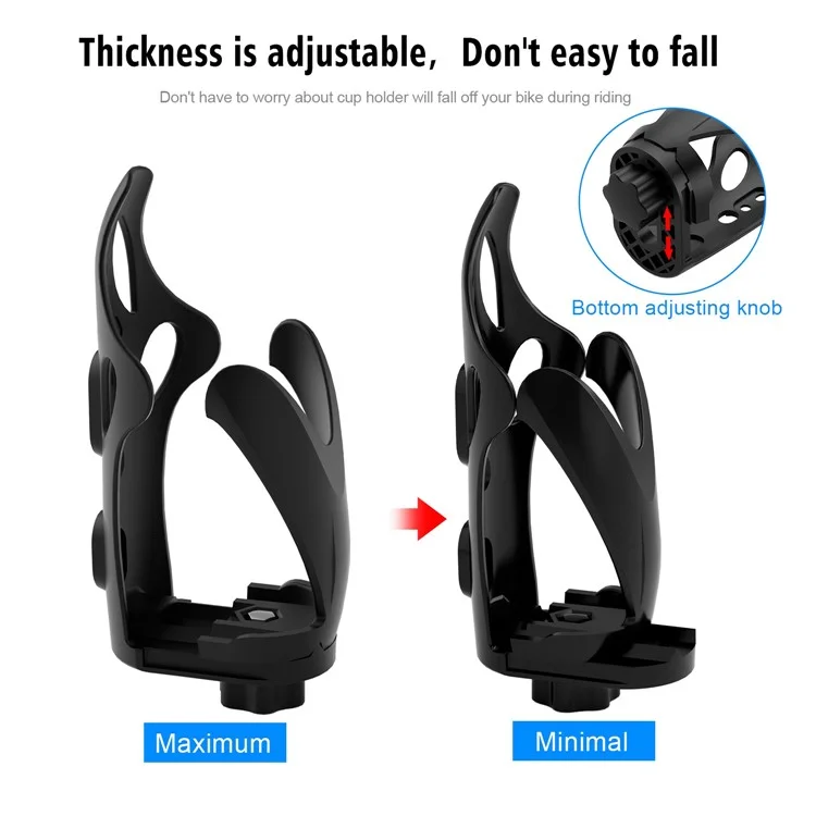 ZH-1080C1 Adjustable Bicycle Water Bottle Holder Cycling Bottle Holder Cage - Black